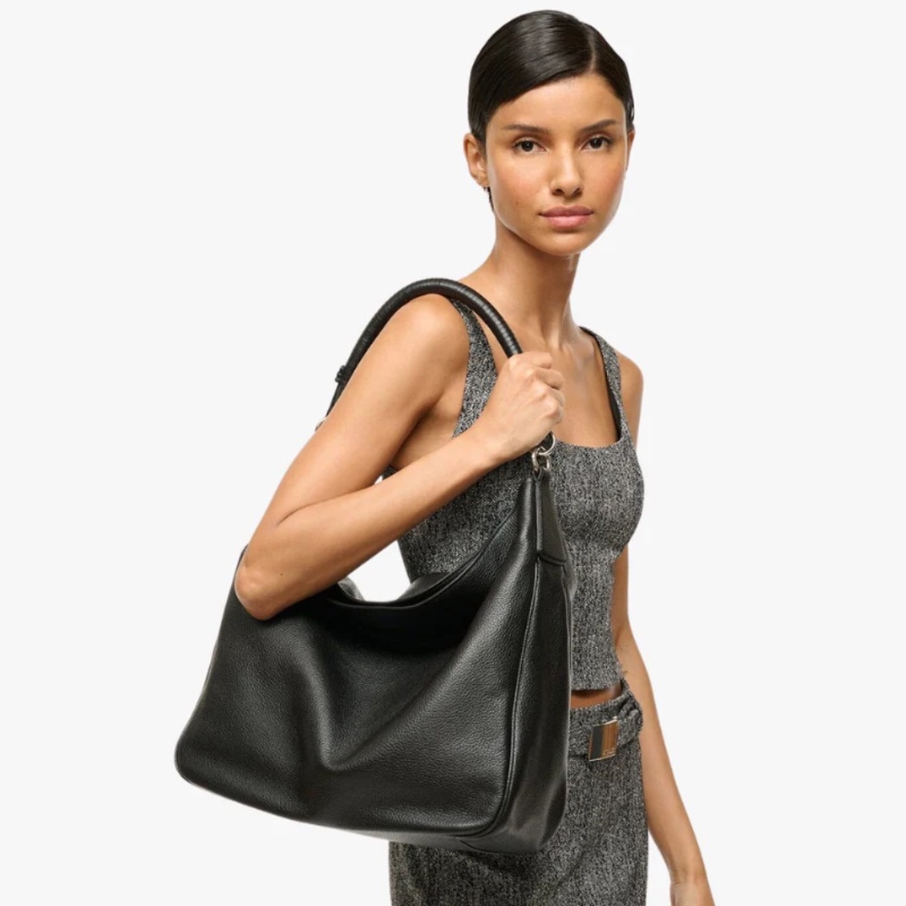 STAUD Perry Hobo Bag – Black Suede